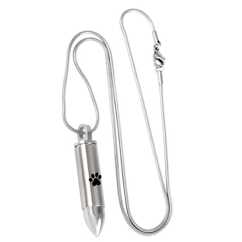 IJD8378 Paw Print in Bullet Pet памятный кулон из нержавеющей стали с кремацией пепельница