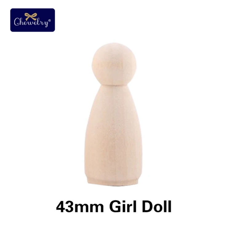 100pc Wooden Peg Dolls Family Wood Diy Crafts Natural Unfinished Wooden People DIY Baby Wooden Doll Teether Toys For Kids Gift - Цвет: 43mm Girl Doll