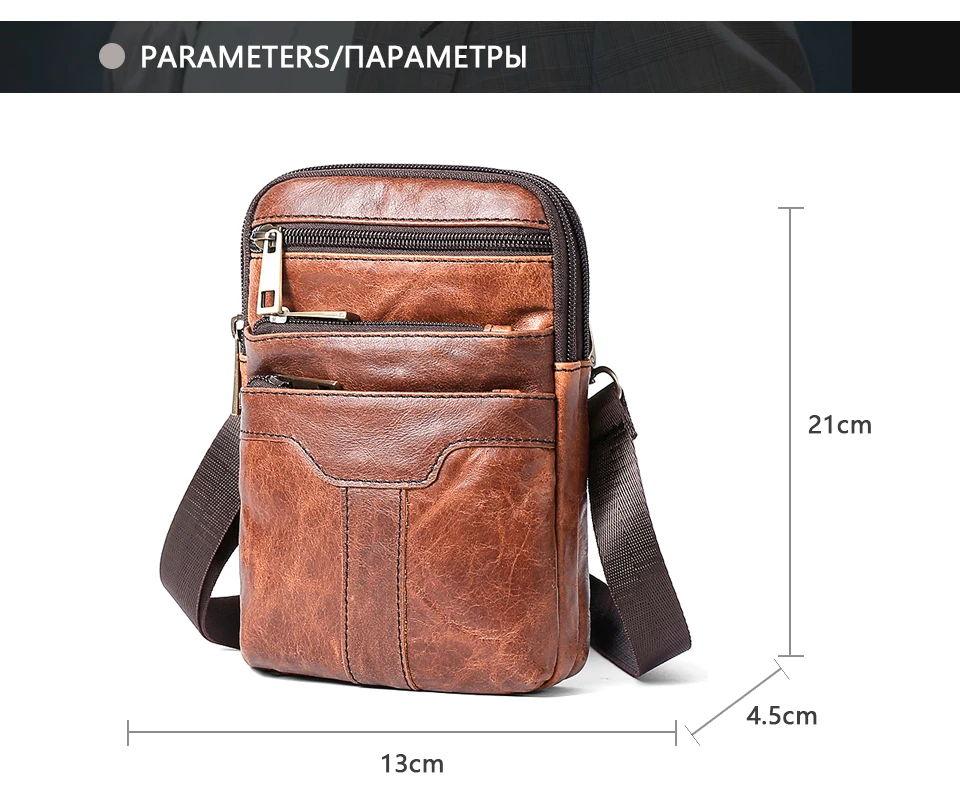 Messenger Bag Men Waist Pack Genuine Leather Men's Shoulder Crossbody Bags For Men Belt Bag (4)
