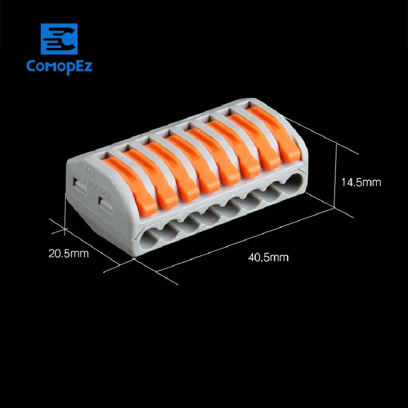 

20Pcs PCT-218 Universal Compact Wire Wiring Connector Connectors 8 pin Conductor Terminal Block With Lever