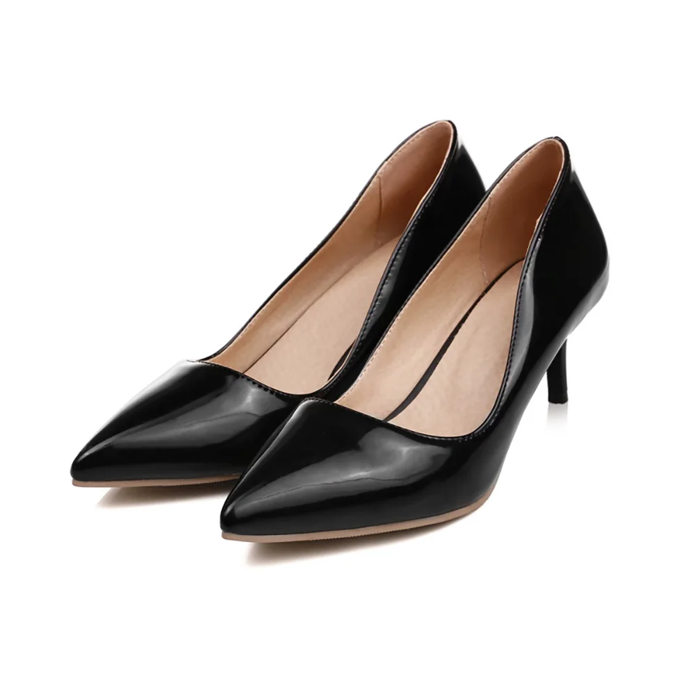 Сексуальные женские глянцевые туфли-лодочки абрикосового цвета на высоком каблуке, черные женские открытые вечерние туфли, KP88-2, большие и маленькие размеры 11, 30, 43, 48