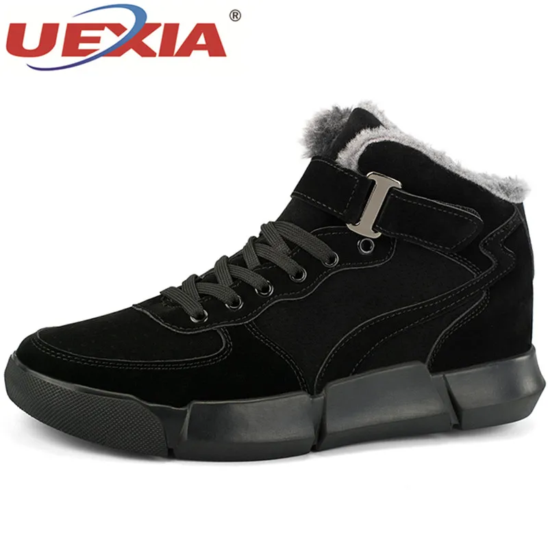 

UEXIA NEW Men Boots Winter With Warm Snow Boots Men Winter Boots Men Footwear Fashion Rubber Plush Fur Leather Ankle Boots