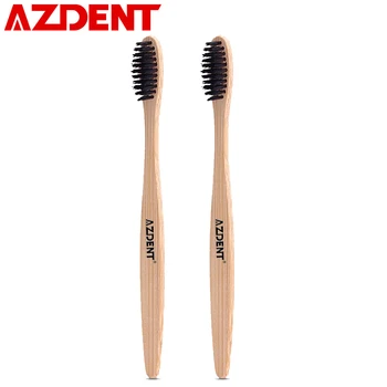 

AZDENT 2pcs/lot Eco friendly Wooden Toothbrush Novelty Bamboo Toothbrush Tongue Scraper Cleaning Oral Care Ultra Soft Bristle