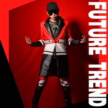 M-6XL! Ночной клуб певец DSDJ три цвета сращивания в длинные PU костюм и дизайнер бар костюмы