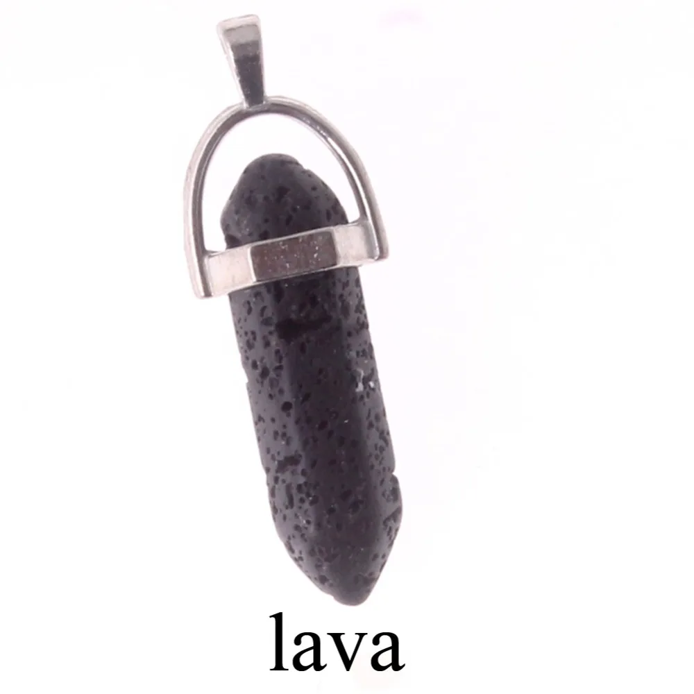 

Hexagonal Column Natural Crystal Stone Charms Pendent lava rock Necklace Amethyste Pendulum For Women DIY Jewelry Hot Sale