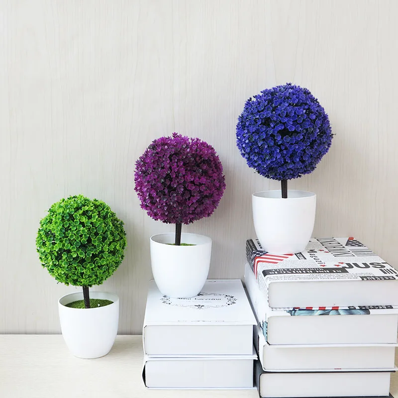 

26 Types Fashion Potted Blossom Bonsai Festival Cherry Fake Greeting Trigeminal Ball Pine Wedding Artificial Flowers