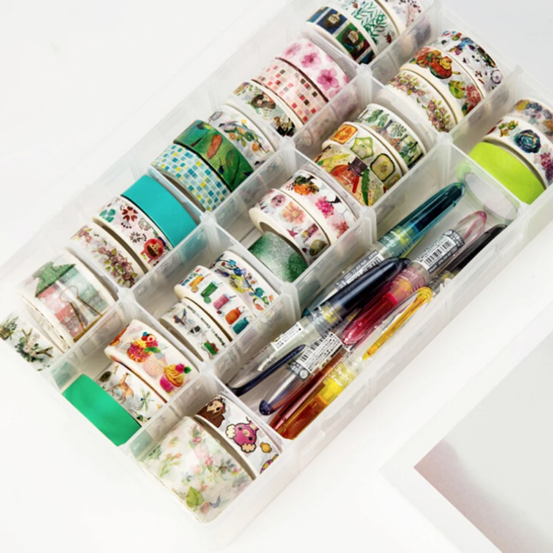 HENGHOME 1Pc PP Transparent Washi Tape Washi Tape Storage Box Set Diy