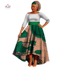 Африканские платья для женщин Дашики кружева+ хлопчатобумажная ткань с принтом африканская одежда Базен плюс размер длинное платье для леди WY732