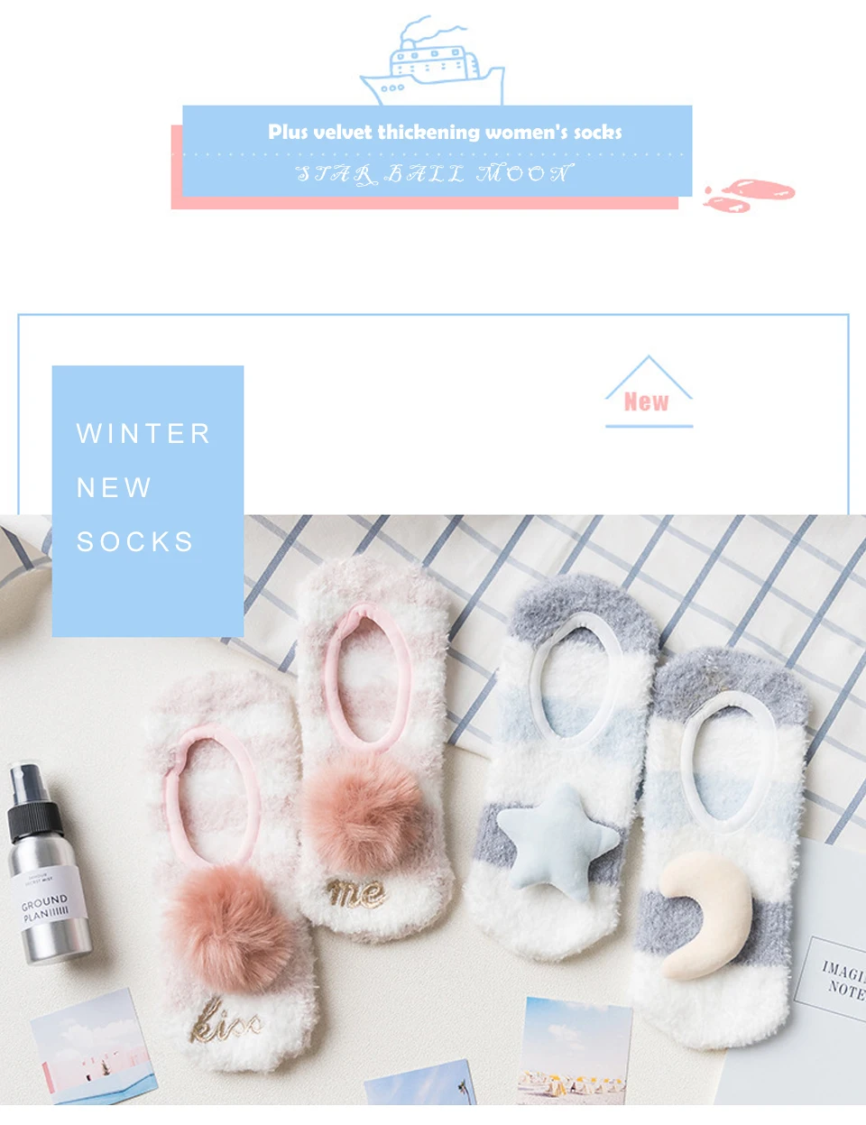 Thickening Keep Warm socks Women Lovely Plush Sleep Ladies Funny Cute Socks Hosiery Winter kawaii Boat Sock Winter Soft Home (1)