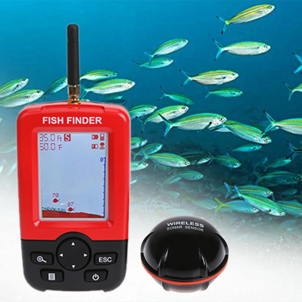 

Portable Color 2.8inch TFT LCD Fish Finder 100m Range Wireless Sonar Transducer Sensor+ Receiver Fish Finder Sets