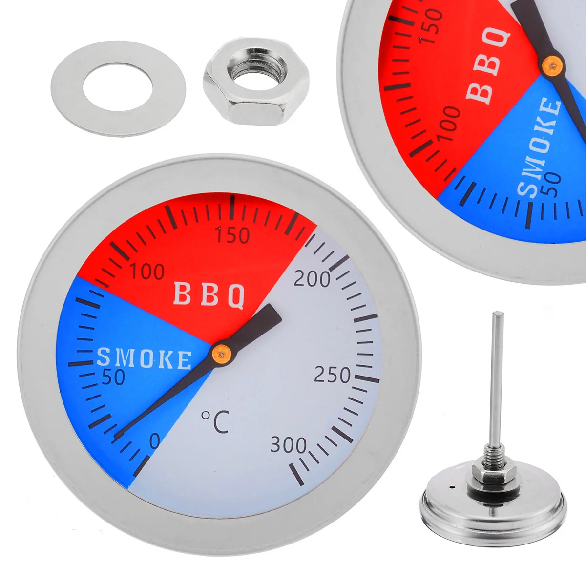Stainless Steel Temperature Gauge BBQ Smoker Grill Thermometers 300 Degrees Thermometer Mayitr Barbecue Thermometer