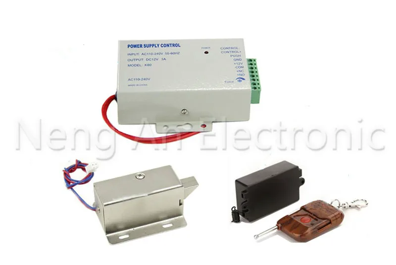 

DIY Electric cabinet lock kit DC 12V 10A 1CH Wireless RF Remote Control Switch Kit +1 Electric cabinet lock+1 power supply