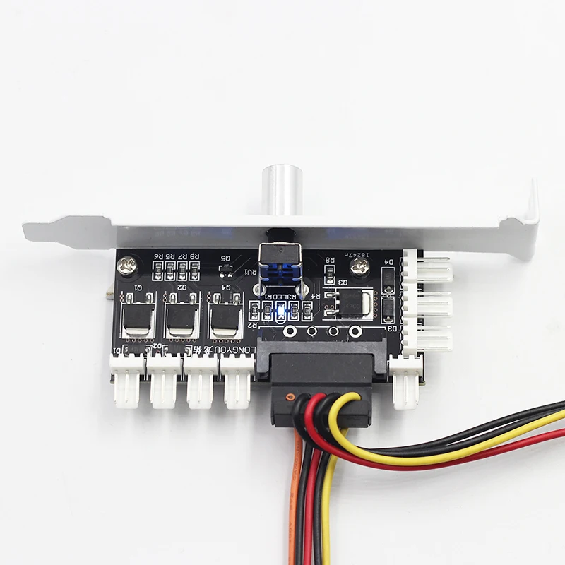PC 8 Channel 3-Pin 4-pin PCI Cooling Fan Speed Controller DC 12V Supports Turn OFF fan