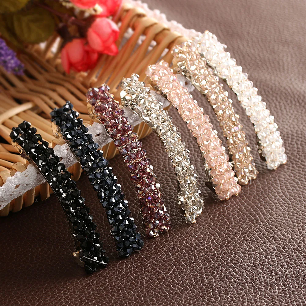 7 Colors Bling Crystal Hairpins Headwear forWomen Girls Rhinestone Hair Clips Pins Barrette Styling Tools Accessories