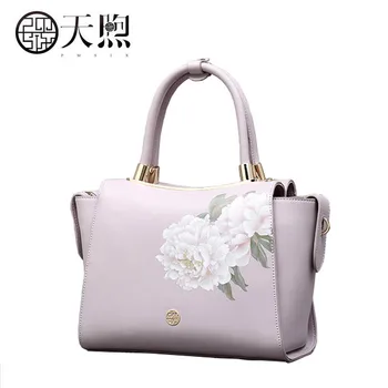 

2020 New Pmsix women leather handbags Superior cowhide fashion printing women bag tote women leather shoulder women's bag