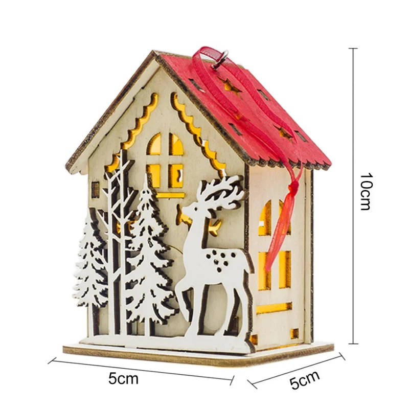 Маленький деревянный дом Рождественские украшения освещенные мини деревянные украшения дома светящиеся игрушки для рождественской елки подарки для детей