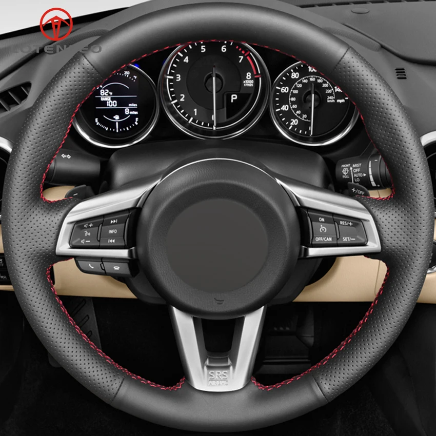 LQTENLEO черная искусственная кожа DIY Ручная прошитая Нескользящая крышка рулевого колеса автомобиля для Mazda MX-5