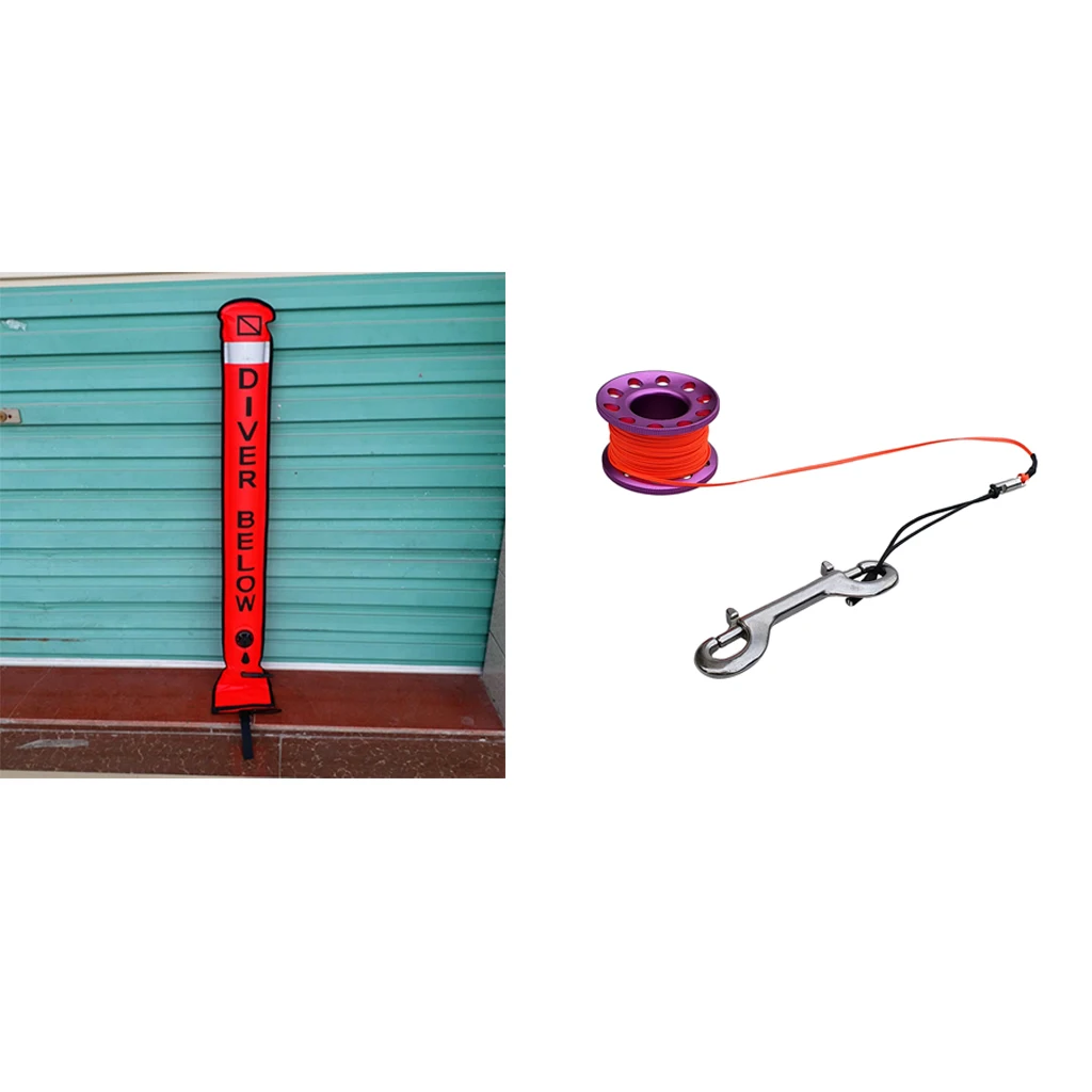 Scuba Diving SMB Surface Marker Buoy Signal Tube With Dive Reel Spool Dive Buoy Underwater Dive Gear Equipment Snorkeling Diver