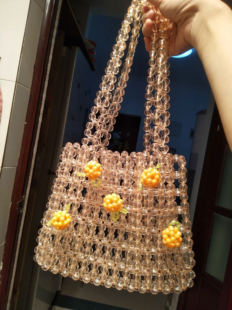 Hand-made beaded bag Handbags Women Summer Beaded Beads Bag Handmade Beach Handbag New Fashion