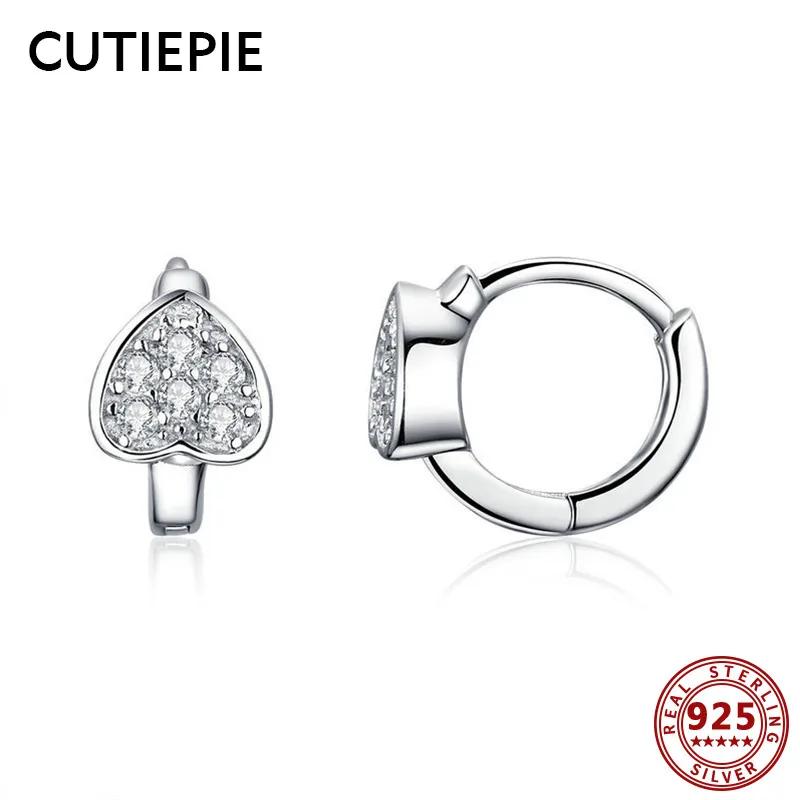 

CUTIEPIE 100% Real 925 Sterling Silver Trendy Heart Stud Earrings Clear Cubic Zircon Crystal Earrings for Women Jewelry Gifts