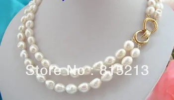 

ddh00302 stunning 2rows 13mm baroque white freshwater pearls necklace