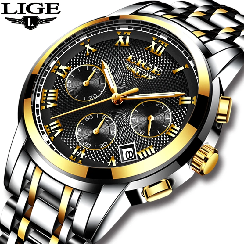 

LIGE Clock New Mens Watches Top Brand Luxury Men's All Steel Quartz Watch Men Fashion Business Wristwatch Waterproof Chronograph
