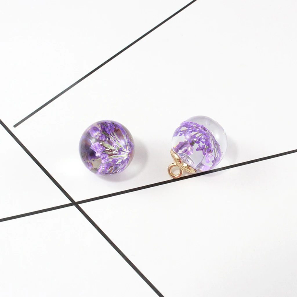10 pcs Round Ball Dried Flower Glass Ball Flower Cap Pendant DIY Loose Beads for charm bracelet earrings necklaces