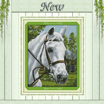 

White horse,Pattern printed on the canvas DMC 11CT 14CT Cross Stitch kits,needlework Sets full for embroidery,animal Home Decor