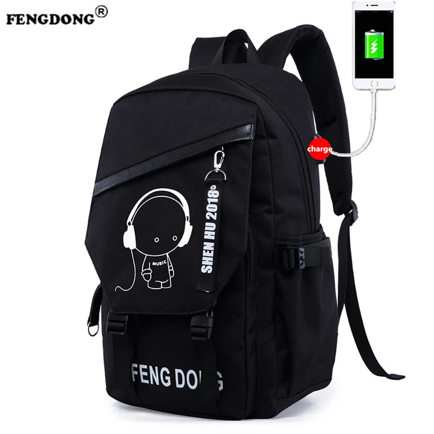 FENGDONG Casual School Backpack Men Children Schoolbag Back Pack Korean