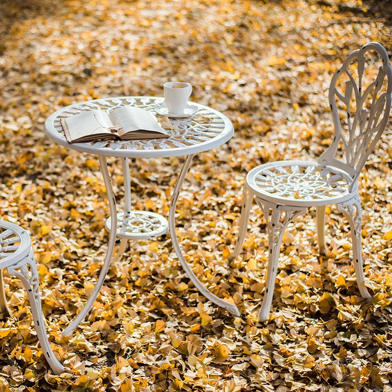 Луи моды садовые стулья три комплекта уличные столы, литой алюминиевый кофе, садоводство и досуг