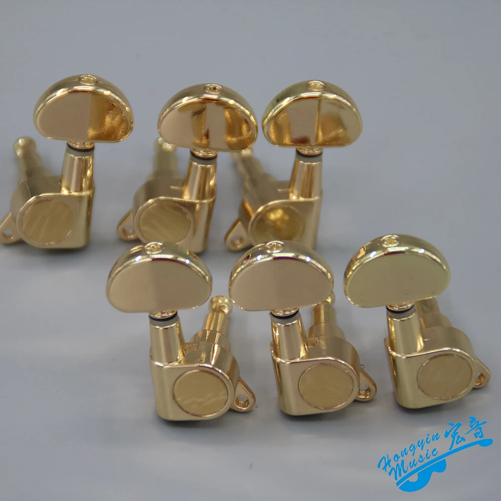 

3pcs Left And 3pcs Right Zinc Alloy Acoustic Guitar Tuners Machine Heads Gold Semi-circle 45 Degrees Tuning Pegs
