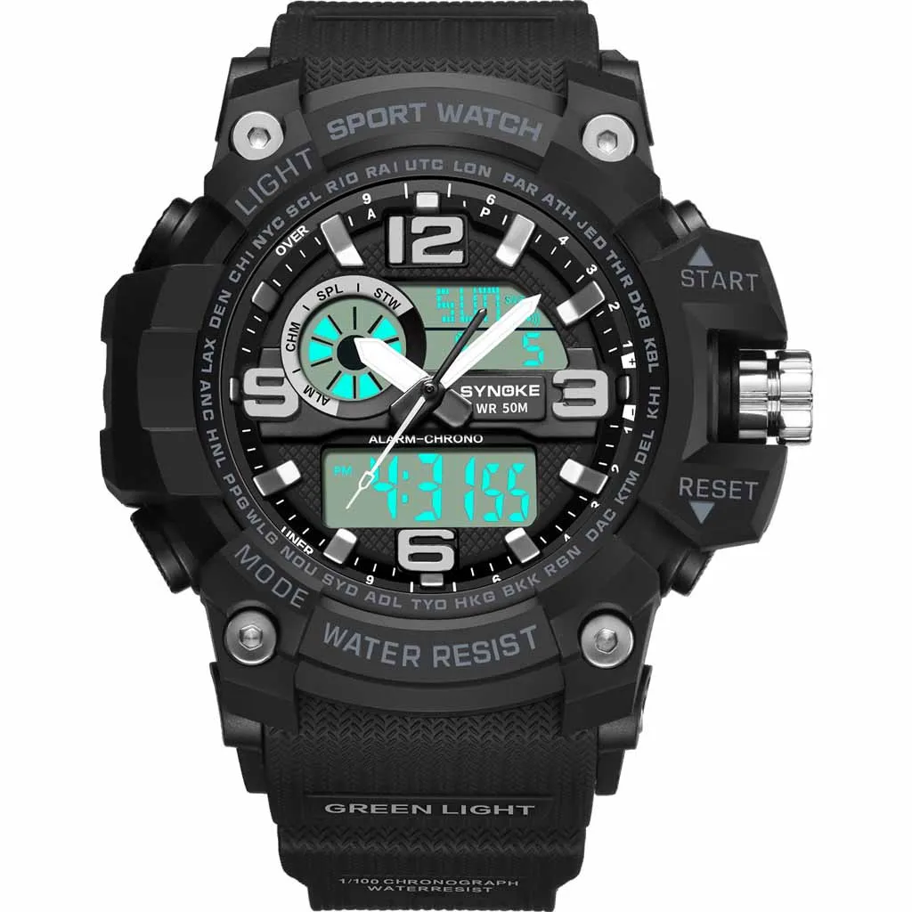 

Luxury Men's Watch Outdoor Sports Waterproof Multi Function Dual Display Men's Electronic Watch Relogio Masculino