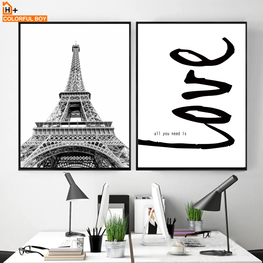 Colorfulboy Quotes Paris Towel Canvas Art Print Black White
