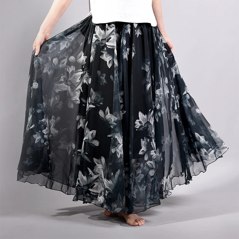 black printed long skirt