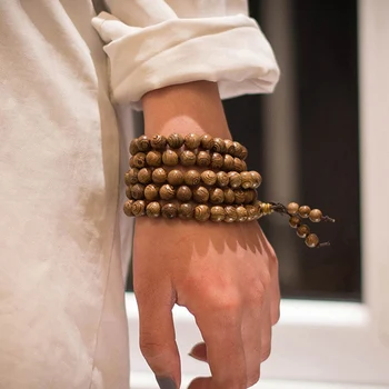 Mala Bracelet Tibetain En Perles De Bois Pour Homme