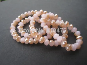 

100Pcs/Lot 6mm*4mm Glass crystal beads Loose Rondelle Pink With Brown Color Jewelry accessoires