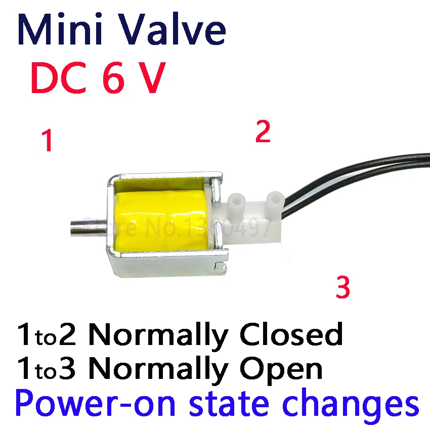DC 6 В 2 Позиция 3 Way электромагнитный воздуха Газ клапан электрический нормально замкнутый/открытые мини-микро электромагнитный клапан air газа выпуска отработавших газов