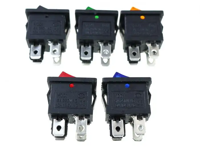 KCD1 On Off 4Pin клавишный переключатель 6A/10A 250V/125V AC красный желтый зеленый синий Кнопка