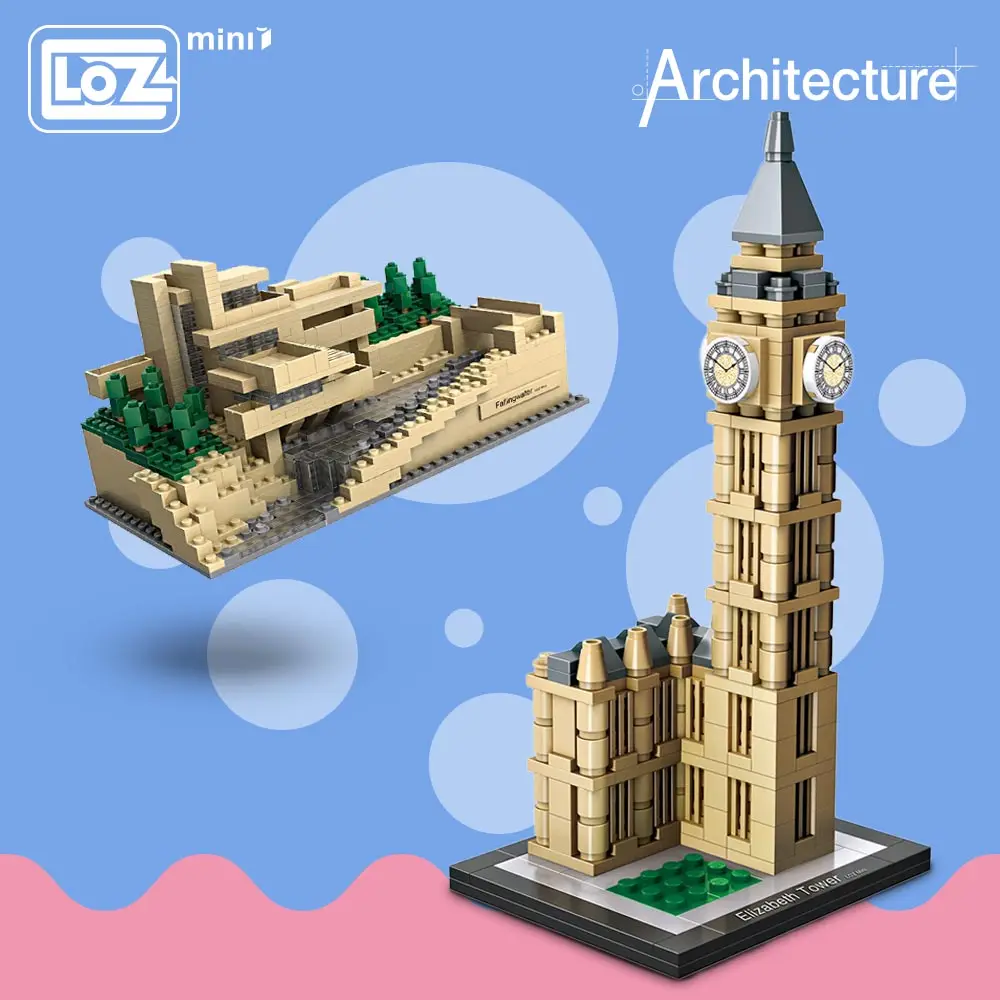 Лоз мини блоки наборы моделей архитектуры Diy строительные игрушки Всемирно