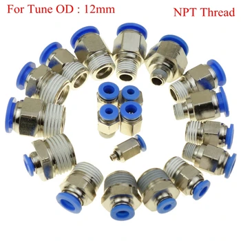 

5 Pcs Pneumatic Push In Air Fitting Straight Male Connector For Tube OD 12 mm x 1/8" 1/4" 3/8" 1/2" NPT
