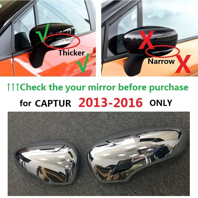 Для Renault cap tur Captur Clio IV RS 2013 ABS хромированная крышка зеркала крыла наклейка Аксессуары для стайлинга автомобилей - Название цвета: for captur