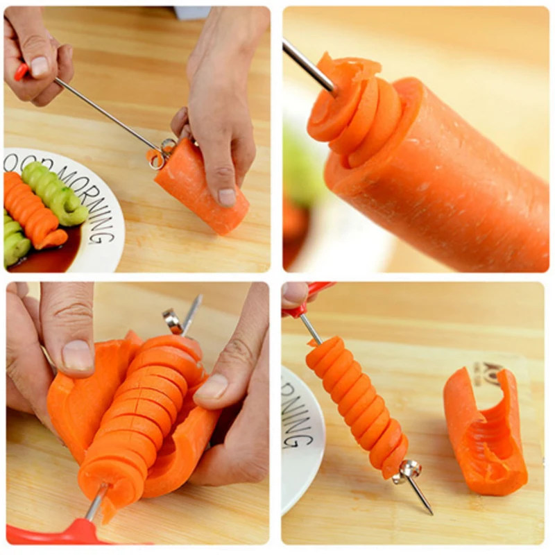 

Vegetables Spiral Knife Carving Tool Potato Carrot Cucumber Salad Chopper Manual Spiral Screw Slicer Cutter Spiralizer