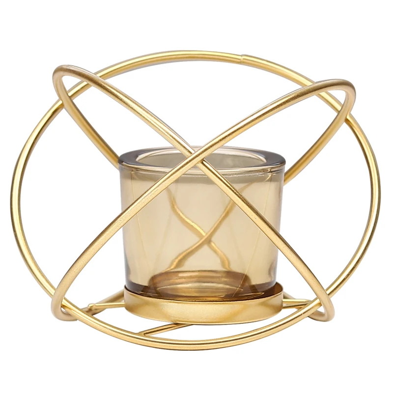 Европейская Современная Геометрическая овальная 3D форма домашний декор черные золотистые железные стеклянные чашки чайная легкая подставка для свечи Свадебная настольная центральная часть