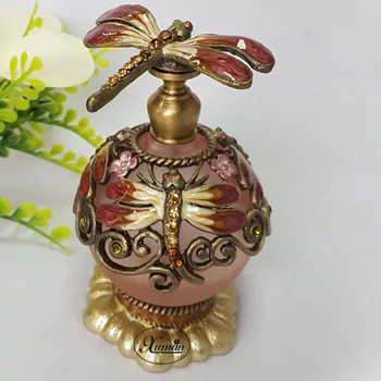 

25ml Perfume Essential Oil Vintage Empty Refillable Bottle Graven Metal Dragonfly Glass Container Gift Home Decoration#57297