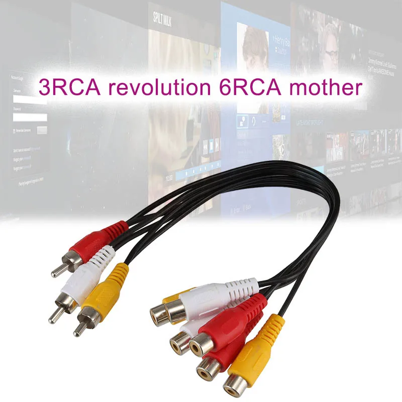 2019 Newly 3RCA Male to 6RCA Female Cable Adapter Plug Splitter for AV Audio Video LCD TV HDTV NK-Shopping 2019 Newly 3RCA Male to 6RCA Female Cable Adapter Plug Splitter for AV Audio Video LCD TV HDTV NK-Shopping