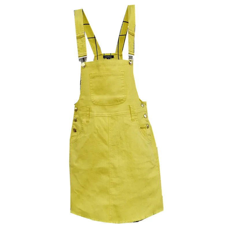 yellow Платье на подтяжках для молодых женщин; модная Осенняя коллекция года; женские элегантные платья на подтяжках с карманами; Хлопковое платье-комбинезон без рукавов для женщин - Цвет: yellow