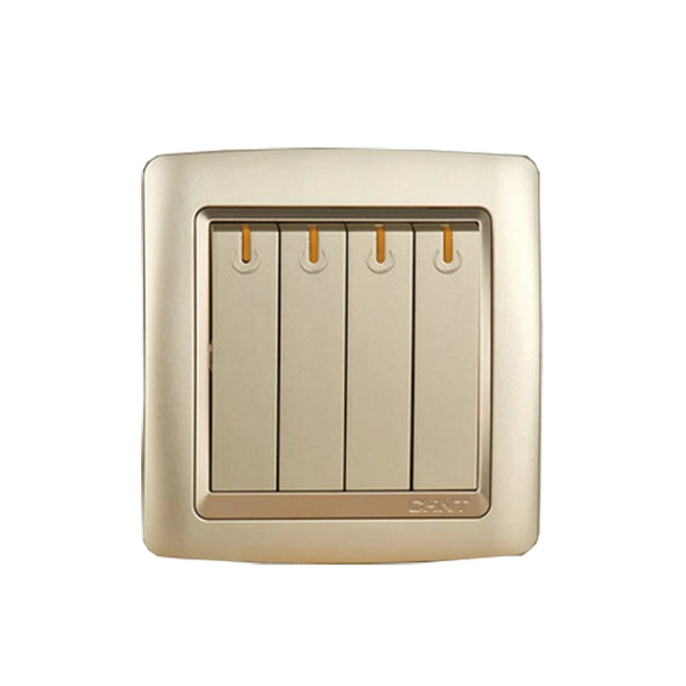 

CHINT NEW2K Illuminated Switch Wall Switch Socket Light Champagne Gold Four Gang Two Way