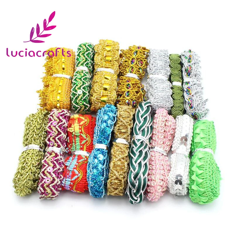 Lucia crafts 12 ярдов приблизительно 10-35 мм случайная кружевная лента различные украшения кружево отделка шитье украшения аксессуары T0507