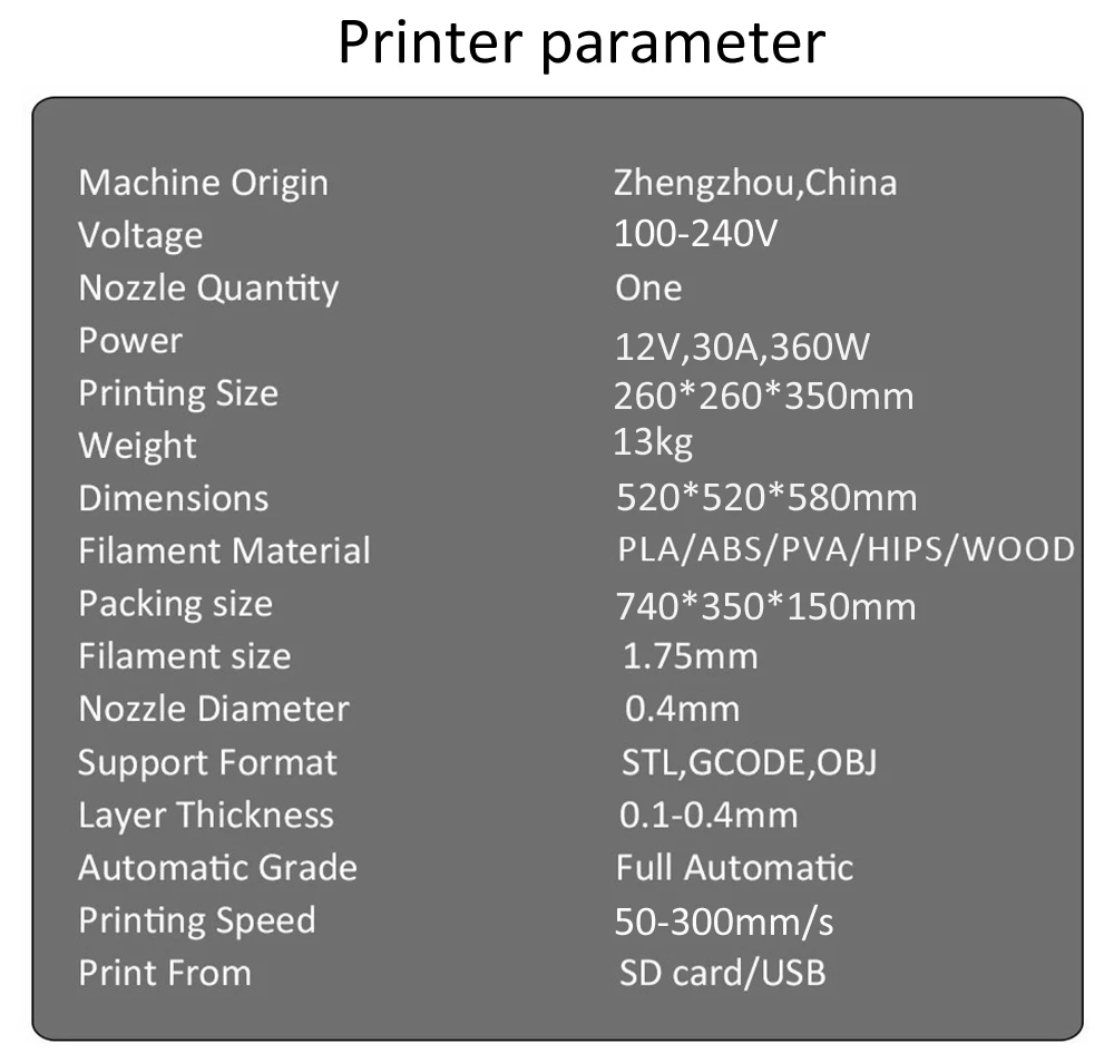 Новое обновление металлический каркас Flsun 3d принтер 3d-PrinterLarge Размер 260*260*350 мм кровать с подогревом с одним рулоном нити SD карты