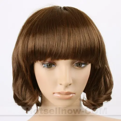 Ladies Natural Fashion Wavy Cosplay Party Wig Women Brown Short Costume WIG039SB |